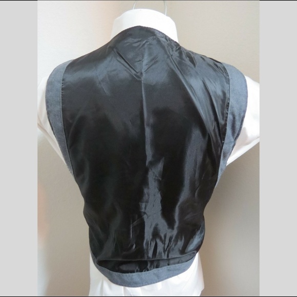 Sz XL Gray Slim Fit Mens Polyester #01J Suit Vest - Picture 3 of 8